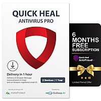 Quick Heal Antivirus Pro 2 Devices 1 Year AI Security for Windows PC