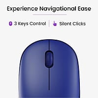 Ambrane Wireless Mouse, 1600 DPI, Silent Click, 2.4GHz with USB Dongle, 10M Range, Optical Orientation, Click Wheel, Instant connectivity, Ergonomic Design for All Day Comfort