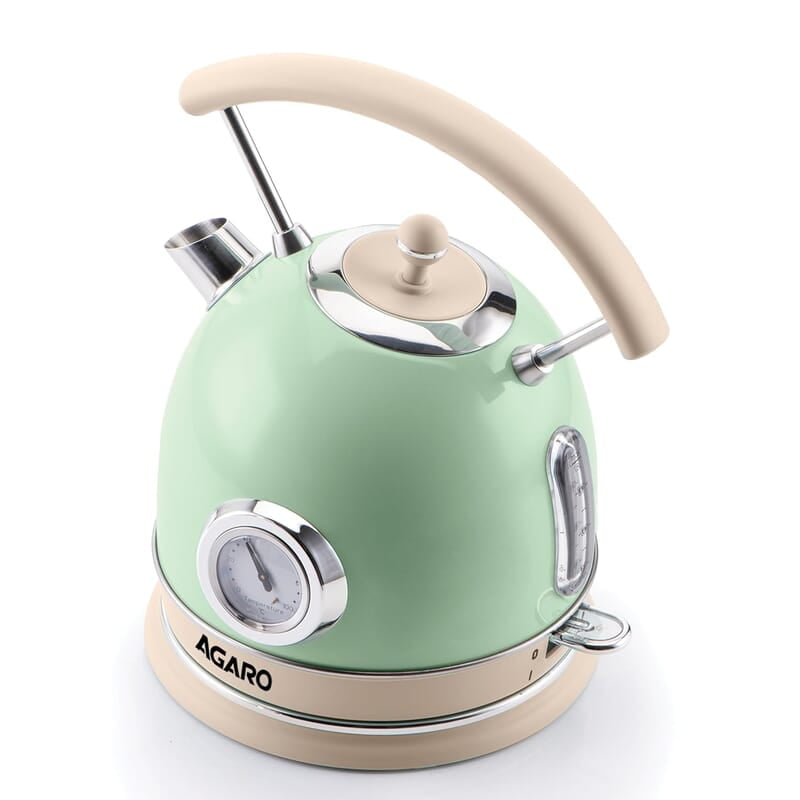 AGARO Regency Vintage Kettle 1.8L with Temperature Gauge, Hot Water Boiler & Tea Heater with Curved Handle Visible Water Level Line, Led Light