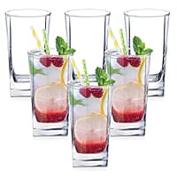 Treo By Milton Atlas Cool Glass Tumbler Set of 6, 213 ml Each, Transparent | Dishwasher Safe| Serve Whiskey | Wine | Juices | Cold Drinks | Water | Cocktails | Mixed Drinks