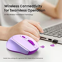 Portronics Toad 31 Wireless Mouse – 2.4GHz Connectivity | USB Receiver | 10m Working Distance | Ergonomic Design | Adjustable DPI | Auto Power Saving | Laptop & PC Compatible | Purple