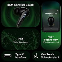 boAt Immortal 141 TWS Gaming Earbuds with Enx Tech,Up to 40 Hrs Playtime,Signature Sound,Beast Mode,Ipx4 Resistance,Iwp Tech,RBG Lights,&USB Type-C Port