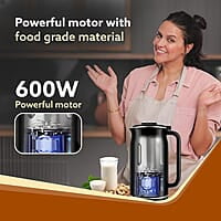 AGARO Regency Automatic Nut Milk Maker, Vegan Milk Machine, Make Vegan Milk From Nuts, Almonds, Soya, Oats etc, Boil Water, Juice, Cereals, Stainless Steel Body, 600ml, Black