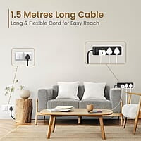 Portronics Power Plate 21 Extension Board with 3 Universal Sockets, 1.5 Meter Long Cord, 1440 Watts, Fireproof Material