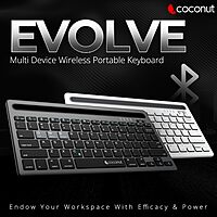 Coconut Evolve Multi-Device Wireless Keyboard (Slim & Portable, 1 Year Warranty)