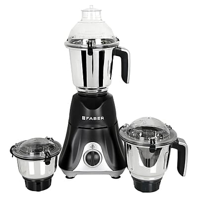 Faber Hilux 550W Blender Mixer Grinder, 3 SS clip lock jars & blades copper motor, up to 18000 rpm speed
