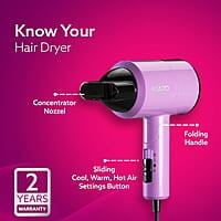 AGARO HD-1211 Hair Dryer 1100 Watts, 2 Heat Speed and Cool Mode