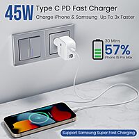 Portronics 45A 45W USB-C Fast Charger: Power up your iPhone & Android devices quickly with this compact, efficient charger. Ideal for home or travel, it ensures rapid charging and compatibility.