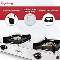 Lifelong 2 Burner Gas Stove Top for Kitchen - Manual Ignition Cooktop with Stainless Steel for Kitchen, ISI Certified