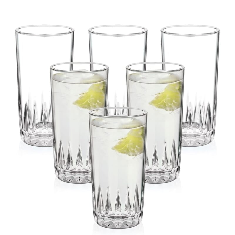 Treo by Milton Acme Cool Glass Tumbler Set of 6, 320 ml Each, Transparent | Dishwasher Safe | Serve Juices | Cold Drinks | Milkshake | Falooda | Water | Cocktails | Mixed Drinks