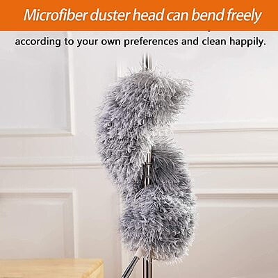 Microfiber Feather Duster Bendable & Extendable Fan Cleaning Duster with 100 inches Expandable