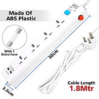 Upix Universal Power Strip – 2 USB Ports | Extension Cord with Surge Protection | White
