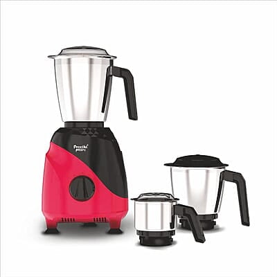 Preethi Peppy MG-245 mixer grinder, 750 watt, Black & Red, 3 jars, Vega W5 Motor with 5yr Warranty