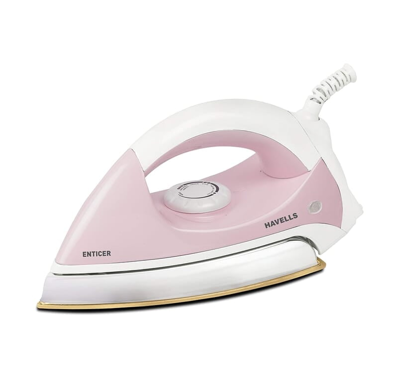 Havells Metal, Plastic and Aluminium Enticer 1000-Watts Dry Iron (Pink)