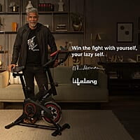 Lifelong LLESB99 Exercise Spin Fitness Bike with 6kg Flywheel Adjustable Resistance LCD Monitor & Heart Rate Sensor for Fitness at Home