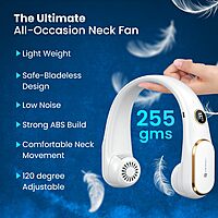 Portronics Gobreeze – Portable Neck Fan White is a lightweight, hands-free fan with adjustable speeds, perfect for outdoor comfort.