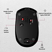 Portronics Toad III Wireless Mouse – Dual Mode BT & 2.4GHz | Rechargeable | Black | 1 Year Warranty