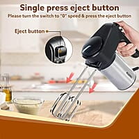 AGARO Elegant Hand Mixer, 300 Watts, Stainless Steel, 6 Interchangeable Speed Settings
