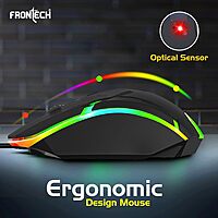 Frontech MS-0067 – Wired optical mouse with 1000 DPI, ergonomic design, and smooth tracking for precise and comfortable daily use.