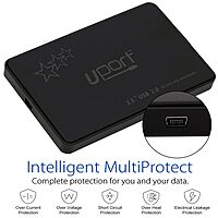Uport USB 2.0 to 2.5-Inch SATA External Hard Drive Enclosure Case for 2.5" SATA HDD & SSD (Black)