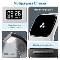 Ambrane 22.5W Magnetic MagSafe 3in1 Wireless Charger for iPhone 15/15 Plus/15 Pro/15 Pro Max, iPhone 14/14 Plus/14 Pro/Max, iPhone 13, 13 Pro/Max, Airpods 3rd/2nd gen Aerosync Trio