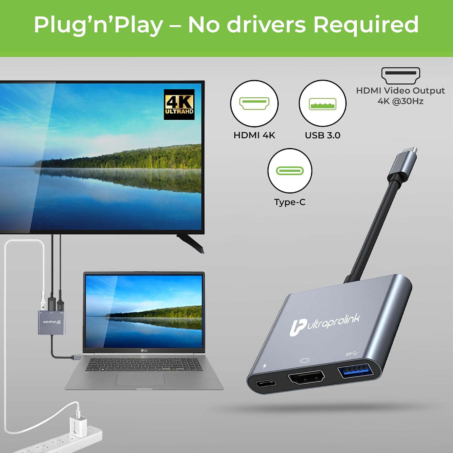 Ultraprolink UM1044 Smart Hub 3 USB-C 3 in 1 Docking Hub
