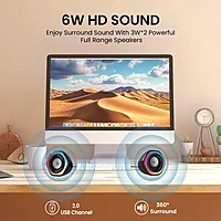Portronics In Tune 4 Wired Speaker – 6W USB Powered | RGB Lights | 3.5mm AUX | Black