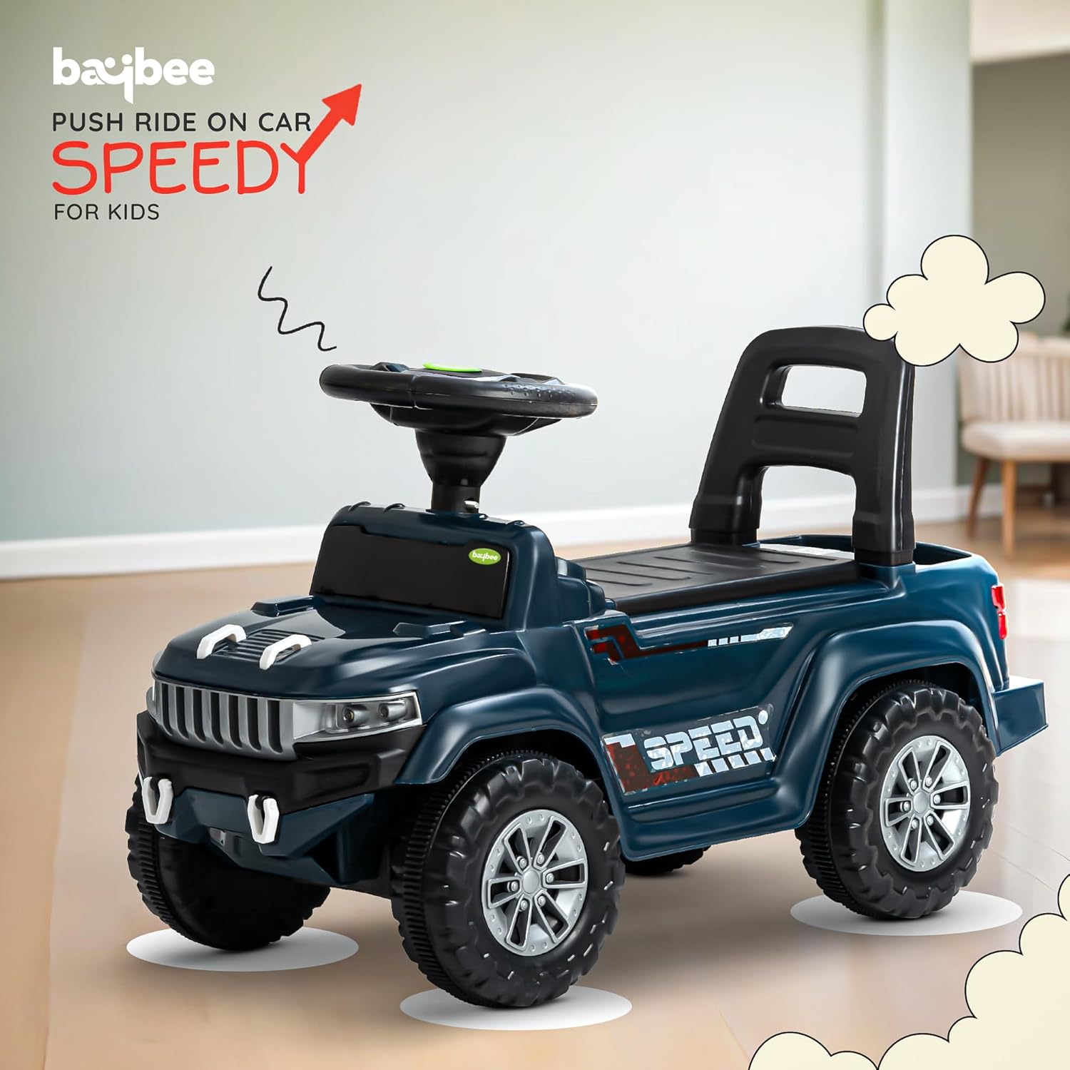 Baybee Push Ride on Baby Jeep for Kids Toys with LED Light & Storage Bin- Navy Blue Baybee Push Ride on Baby Jeep for Kids Toys with LED Light & Storage Bin- Navy Blue