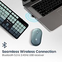 Portronics Key11 Green Combo | BT 5.3, USB, Type-C, Silent Keys, Ergonomic Design, Long Battery Life, Multi-Device Connectivity, Ideal for Home & Office, Sleek and Stylish Finish.