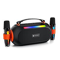 Portronics POR 2736 Apollo 20 25W Bluetooth Speaker – BT 5.4  Dual Wireless Karaoke Mic  RGB  Black