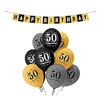 Happy 50th Birthday Combo Kit with 30pcs Printed Balloons 1 Banner Pack of 31pcs