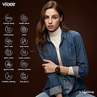 Vibez by Lifelong Premium Luxury Smartwatch for Women with Metal Strap & HD Display Gold