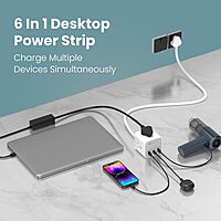 Portronics Volt 20 – 20W Desktop Charger features 3 AC ports, allowing you to charge multiple devices simultaneously. Compact design, efficient power delivery, perfect for home or office use.