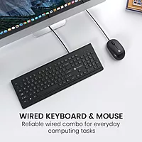 Portronics Keytonic Wired Combo | USB, Full-Size, 12 Shortcuts, Ergonomic Design, Durable Keys, Plug and Play, Compatible with Windows, Ideal for Home and Office Use, Sleek and Stylish.