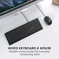Portronics Keytonic Wired Combo | USB, Full-Size, 12 Shortcuts, Ergonomic Design, Durable Keys, Plug and Play, Compatible with Windows, Ideal for Home and Office Use, Sleek and Stylish.