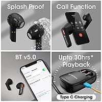 ZEBRONICS Sound Bomb X1 3-in-1 Wireless Bluetooth v5.0 In Ear Earbuds + Speaker Combo with 30 Hour Backup, Built-in LED Torch, Call Function, Voice Asst, Type C and Splash Proof Portable Design