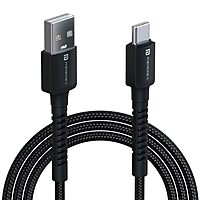 Portronics Konnect X – 3A USB to Type-C Cable, 2M Black, durable and fast charging, perfect for data transfer and charging devices, tangle-free design, compatible with various Type-C devices.