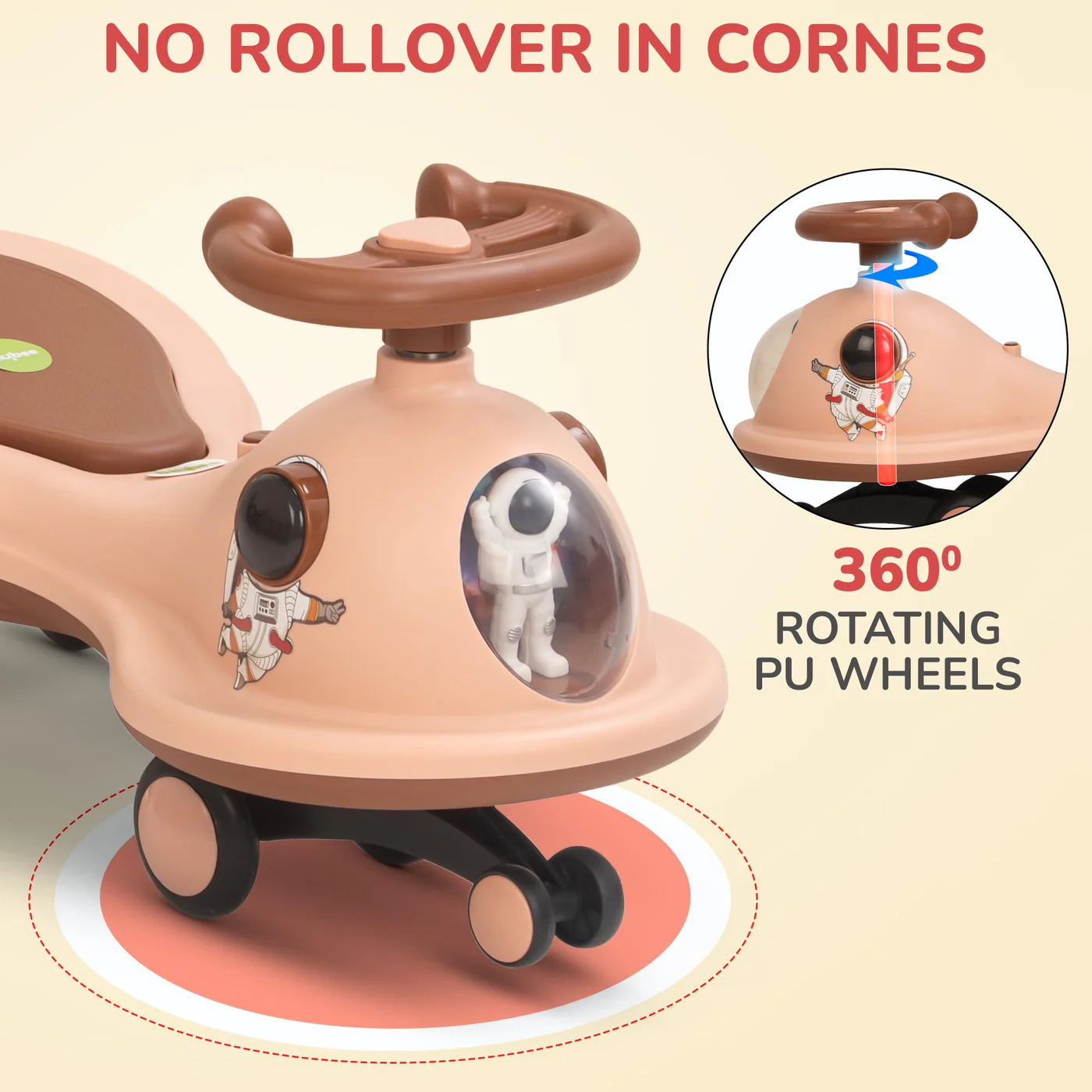 Baybee Astro Baby Swing Car for Kids-Light Orange Baybee Astro Baby Swing Car for Kids-Light Orange