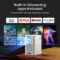 Portronics Beem 500 Projector – 8K Support, 1080p Full HD, Compact Design | Vibrant Colors, Built-in Speakers | Ideal for Home, Gaming & Presentations