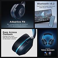boAt Rockerz 425 Bluetooth Wireless Over Ear Headphones with Mic Signature Sound, Beast Mode for Gaming, Enx Tech, ASAP Charge, 25H Playtime, Bluetooth V5.2