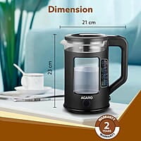 AGARO Galaxy Electric Kettle with Keep Warm Function, BPA Free PP Plastic & Glass body