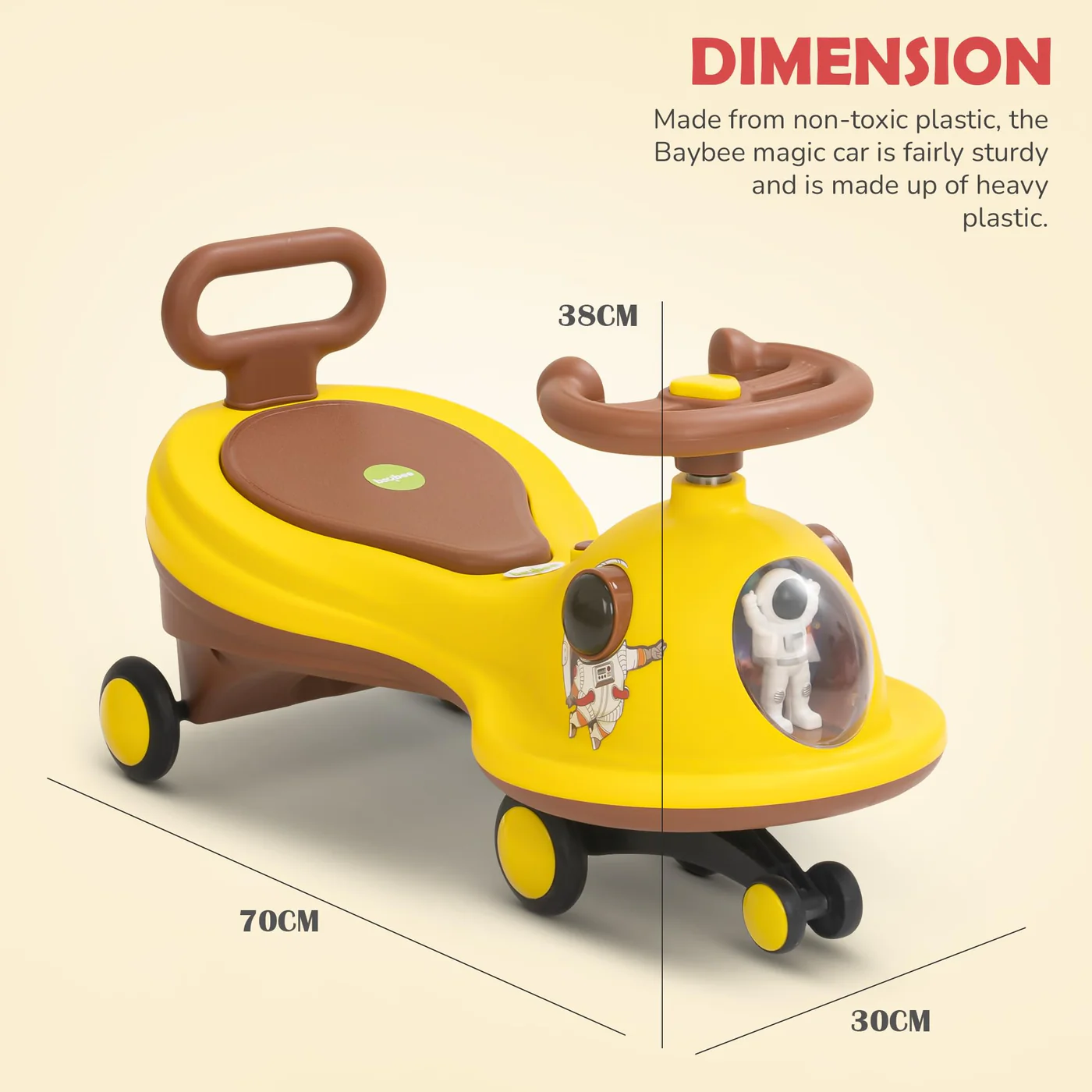 Baybee Astro Baby Swing Car for Kids-Yellow/Brown Baybee Astro Baby Swing Car for Kids-Yellow/Brown