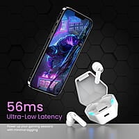 Ambrane True Wireless Gaming in Ear Earbuds, 56ms Ultra-Low Latency, Lag-Free Audio, 18 Hours Long Playtime, Instant Pairing with Bluetooth V5.0, Boosted Bass, IPX4