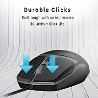 Portronics Toad 103 Wired Mouse – 1200 DPI | 4 Buttons | 1.25m USB Cable | Black | 1 Year Warranty