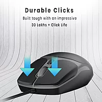 Portronics Toad 103 Wired Mouse – 1200 DPI | 4 Buttons | 1.25m USB Cable | Black | 1 Year Warranty
