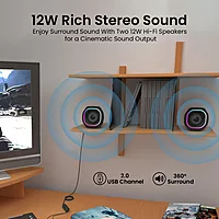 Portronics POR 2246 In Tune 5 USB Powered Speaker – 12W | 3.5mm Jack | LED Light | Black