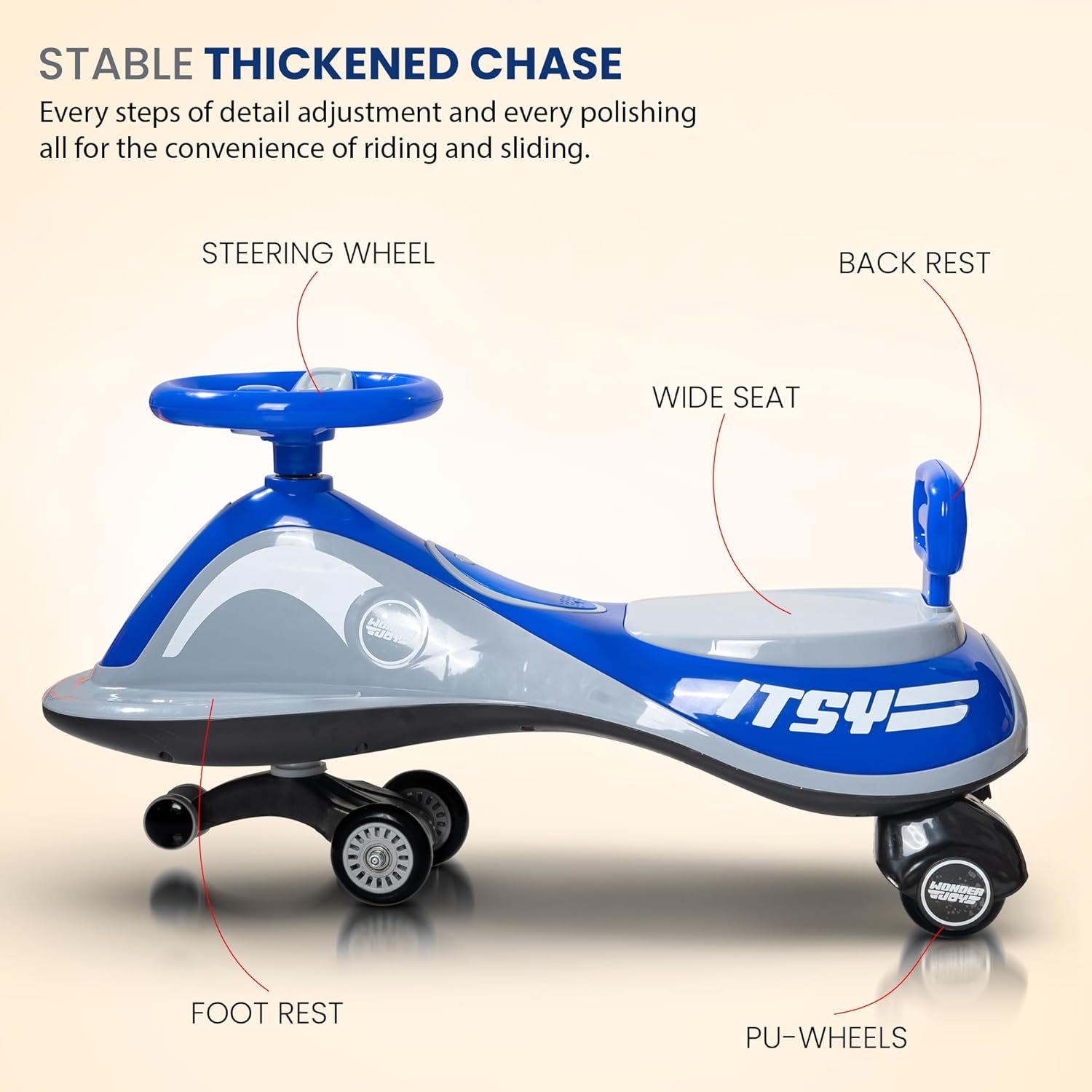 Baybee Pluto Kids Magic Swing Cars for Kids, with Led Lights, Scratch Free PP Wheels & Music-Blue Baybee Pluto Kids Magic Swing Cars for Kids, with Led Lights, Scratch Free PP Wheels & Music-Blue