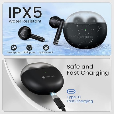 Portronics Twins S20 in Ear TWS Earbuds with 35 Hour Playtime, Touch Control, Low Latency, Game & Music Mode, 13mm Bass Dynamic Driver, IPX5 Water & Sweat Resistance, Type C Fast Charging Portronics Twins S20 in Ear TWS Earbuds with 35 Hour Playtime, Touch Control, Low Latency, Game & Music Mode, 13mm Bass Dynamic Driver, IPX5 Water & Sweat Resistance, Type C Fast Charging