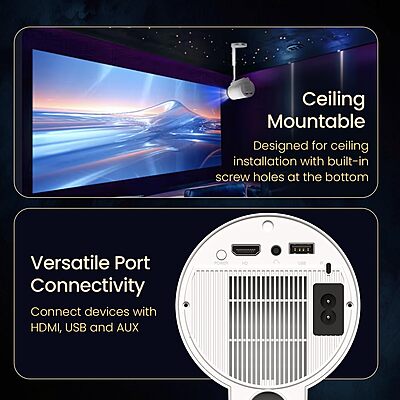 Portronics Beem 520 Projector – 1080p Full HD, 2200 Lumens, Compact Design | HDMI/USB Connectivity | Ideal for Home Theater, Movies & Presentations