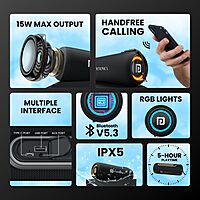 Portronics Resound 2 15W Bluetooth Speaker – BT 5.3, TWS, AUX, USB, RGB Light, Black 1 warranty